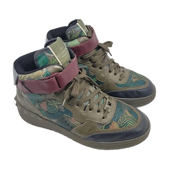 Valentino Garavani Rockrunner Camo Butterfly High Top Sneakers 42 - Picture 3 of 12